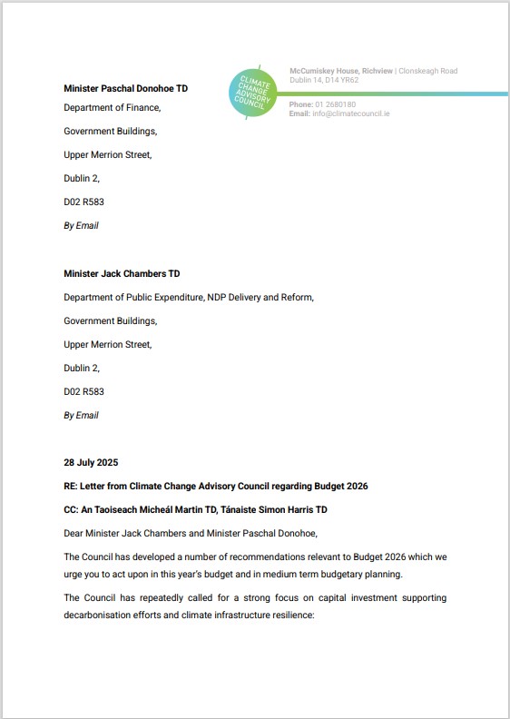 Budget 2026 letter
